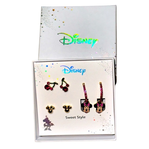 Disney Gold and Pink Minnie Mouse Earrings Set - Picture 1 of 5
